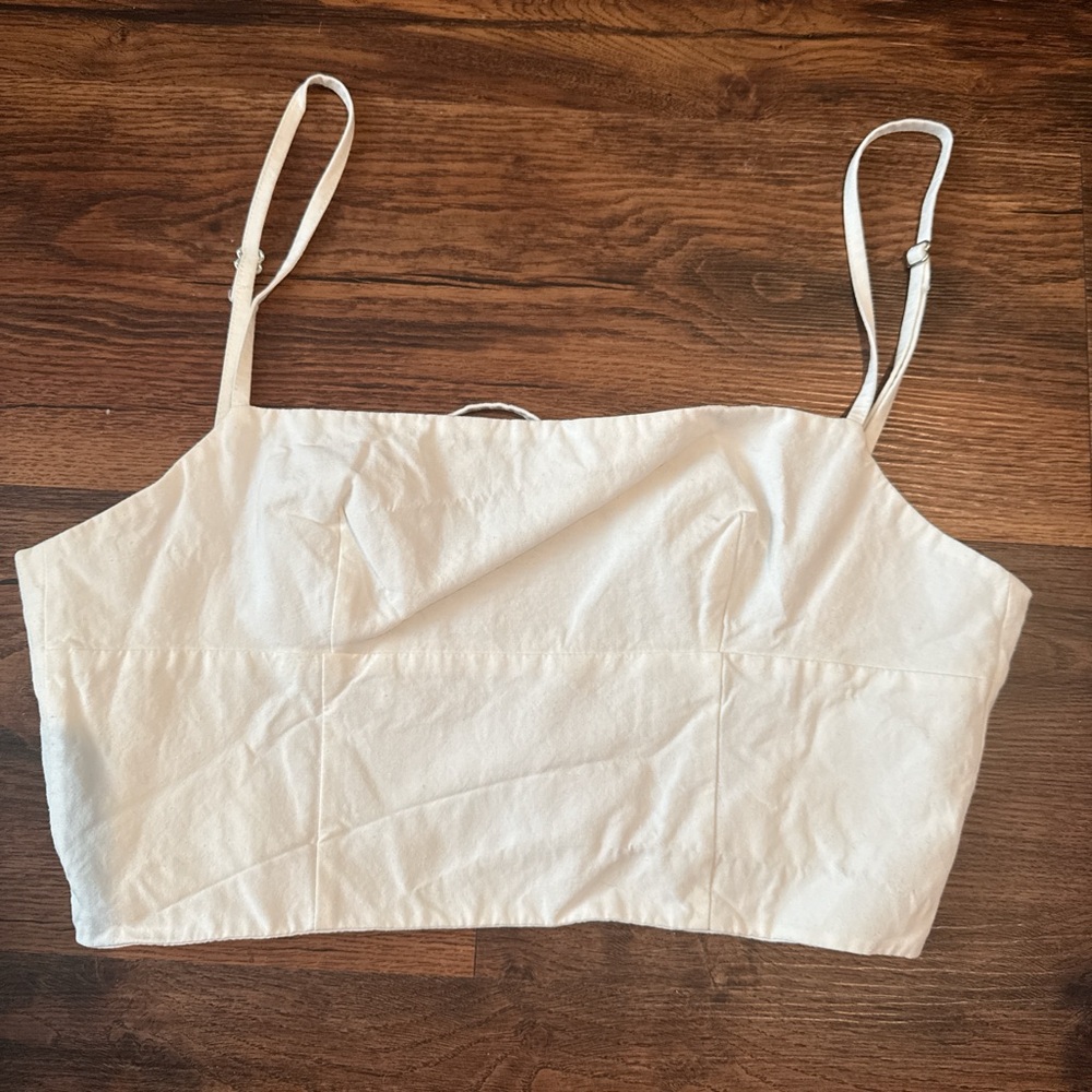 ZARA LINEN OPEN BACK CROP TOP SIZE SMALL